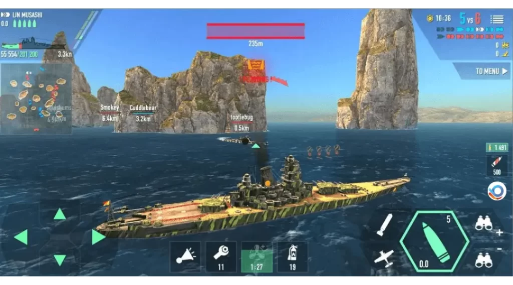 Battle of Warships Powerful Weaponry system